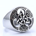 OAHLAN Fashion Jewelry Rings Vintage Round Signet Celtic Knot Stainless Steel Ring for Men Finger Wedding Band Size 5-14