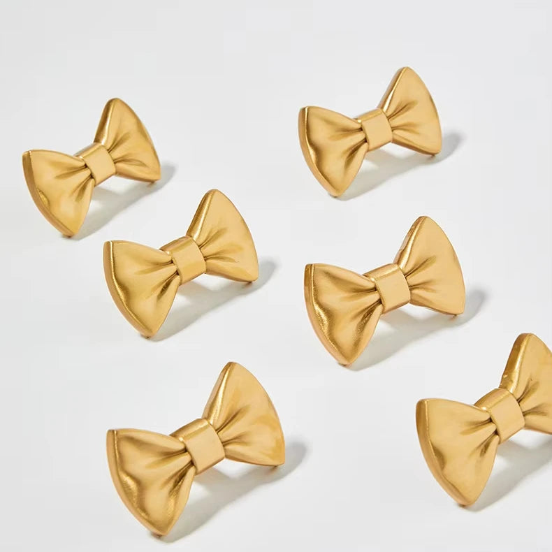 JAYA Gold Decorative Brass Drawer Door Round Knob Bow Children's Room Kids Cabinet Closet Handle