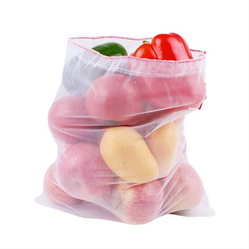 Professional Supplier Custom Size Mesh Polyester Produce Drawstring Bag