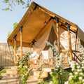 Safari Glamping Outdoor Tent With Stove Jack & Canvas Wall