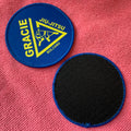 Reusable Hook&loop Backing Stitching Border Taffeta Woven BadgeFabric Woven logo Patch With Hook Attach for Hats