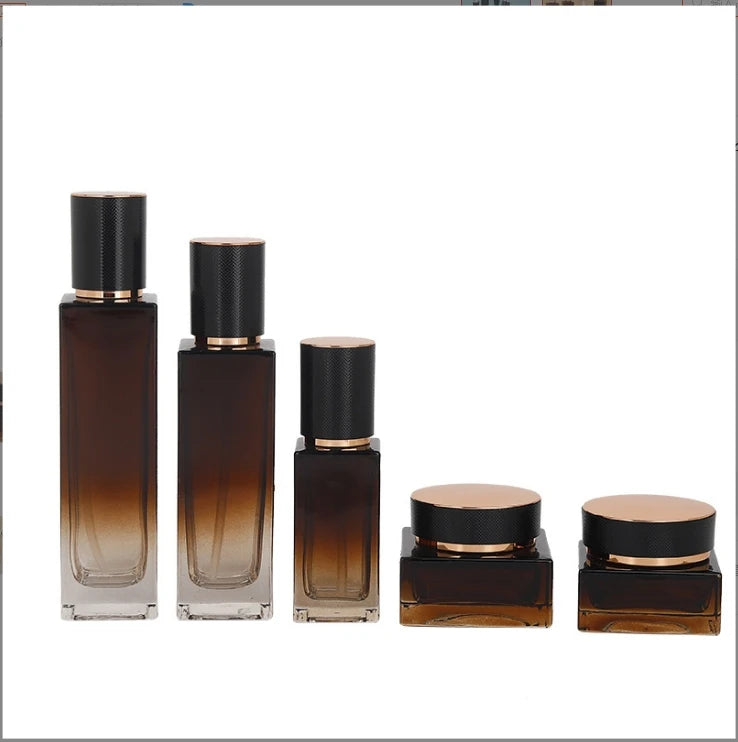 30g 50g 40ml 100ml 120ml square Luxury Skincare Glass Bottle Package Pressing Toner Face Cream Screw Cap