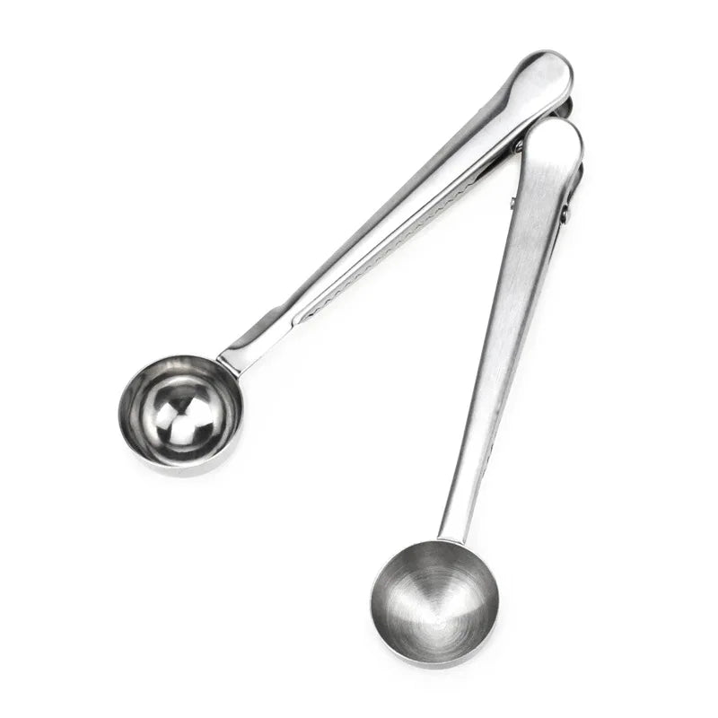 Multifunctional Stainless Steel Coffee & Tea Tools Tablespoon Tea Sealing Bag Clip Protein Powder Spoon Coffee Scoop-Stocked