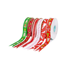 Factory Wholesale 2 Color Printing logo Printed Design Artwork Ribbon Customized Polyester Webbing Christmas Decorate Ribbon