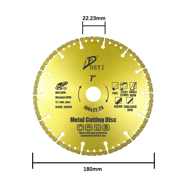 DEYI 180mm DIY Grade Wet Dry Saw Blade Customizable OEM Support for Vacuum Brazing Concrete Marble Cutter Diamond Silent Type