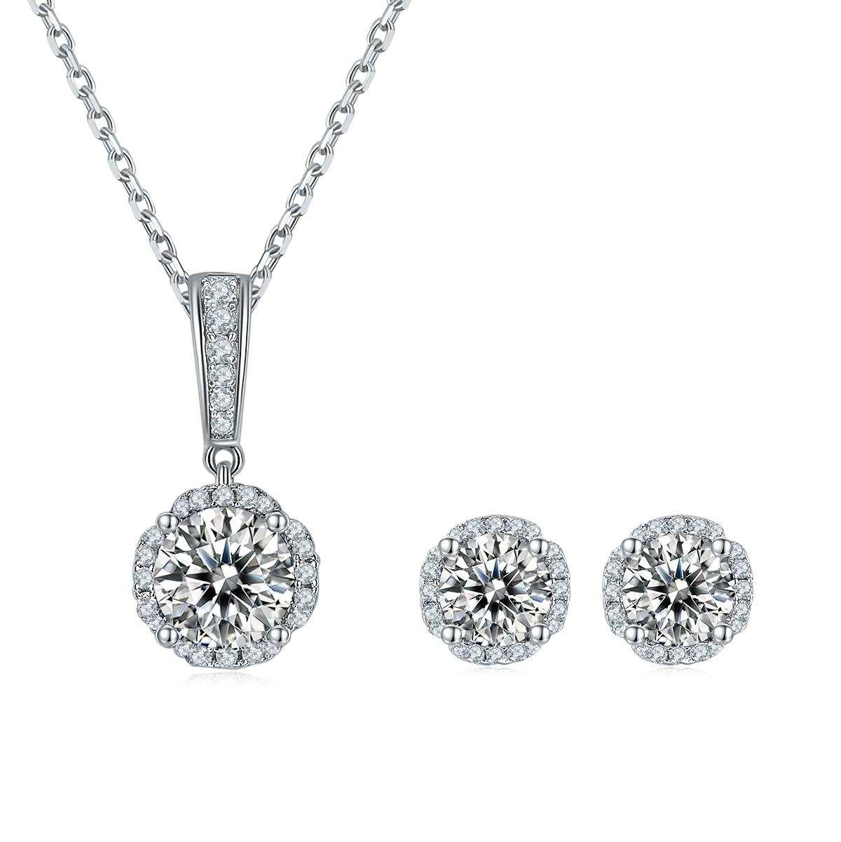 Best Selling S925 Sterling Silver Moissanite Necklace GRA Certified Stud Earrings Gold Jewelry Bracelet Set on Sale