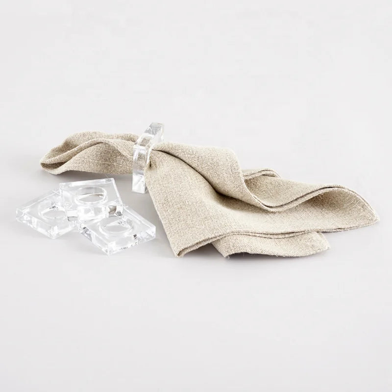 Clear Table Setting Dining Ring Acrylic Square Napkin Holder Ring