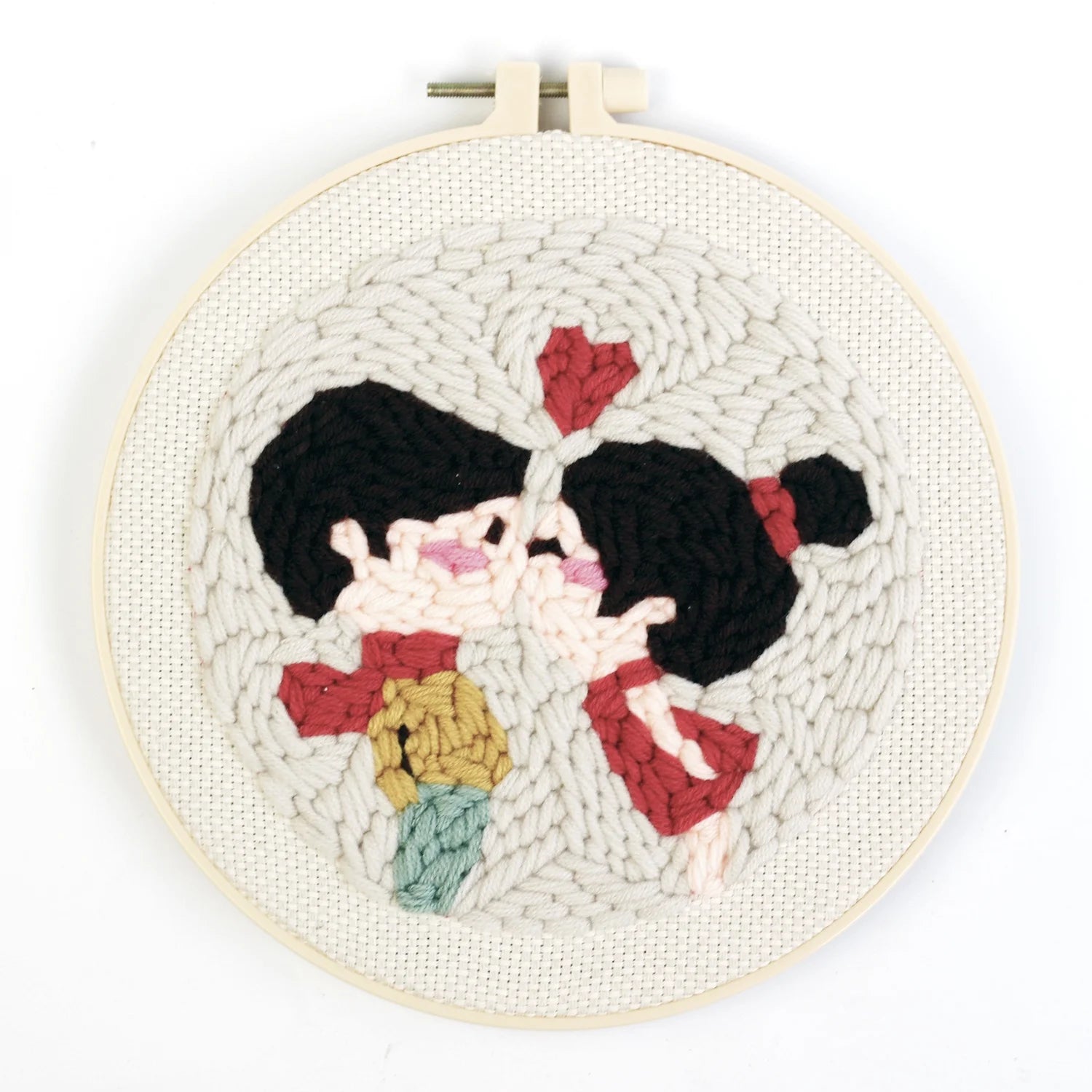 Love Punch Needle Embroidery Kit for Beginners Cross Stitch DIY Craft Cotton Foundation Fabric Hoop Full Set