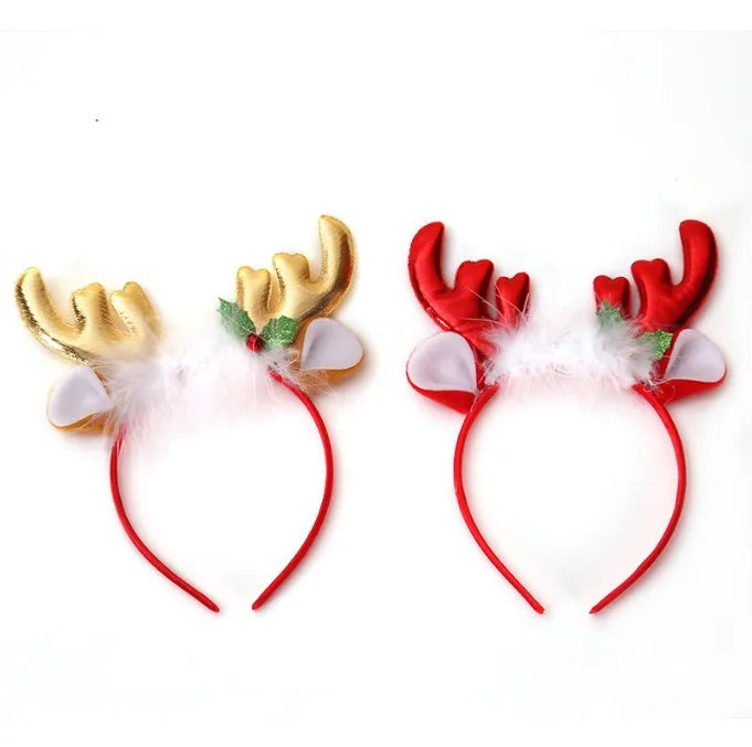 Christmas Decorations Fluffy Deer Antler Bell Clang Head Buckle Hair Hoop Head Ornaments Children's Christmas Hair Ornaments