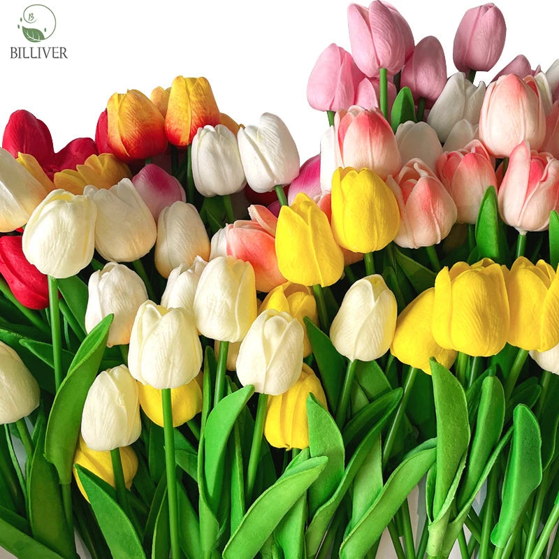 Real Touch Artificial Tulip Flowers Bulk Silk PU for Mother's Day Easter Party Home Wedding Office Decor
