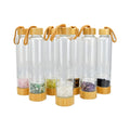 Custom Logo Crystal Infused Borosilicate Glass Water Bottle 500ml Healing Quartz Gemstone Bottle