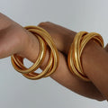 Aretas Vintage Hip Hop Stainless Steel Snake Chain Bracelet Triple-Layered Gold Waterproof Thick Chunky Bracelet Bangle Diamond