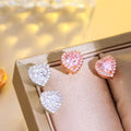 Fashion Gifts Women Pink Cubic Zircon Crystal Small Love Heart Shape Stud Earrings for Bridesmaid Party Walentines Day Jewelry