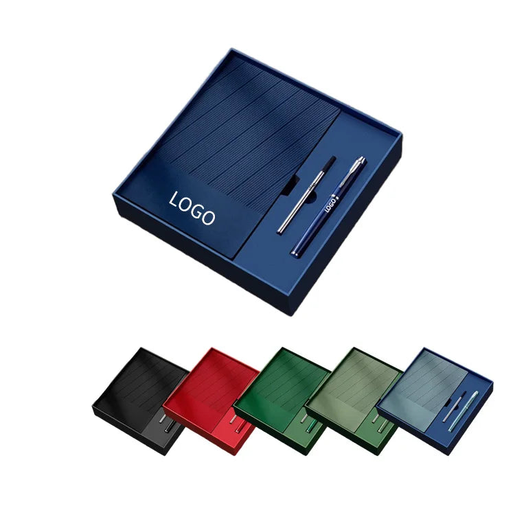 2025 Corporate Diary Gift Set Custom Logo Luxury Notebook USB Flash Drive Gift Box Set with Pen