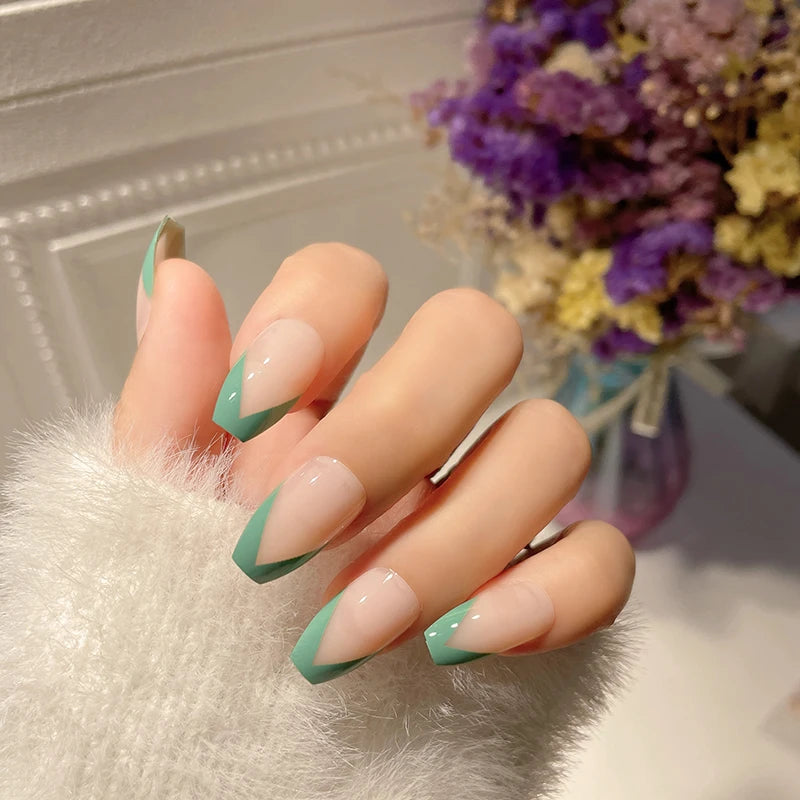 Wholesale Cheap New Design ABS Ballet Shape Full Cover Artificial Press-On Fake Finger Nails 20 Colors Pre-designed for Nail Art