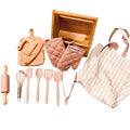 Wooden Kids Safe Knife and Baking Set Real Cooking Toddler Kitchen Tools for Little Chefs and Cake Decorating