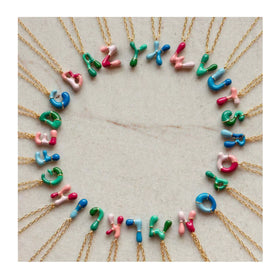 INS New Fashion Tarnish Free Stainless Steel Custom Enamel Alphabet Balloon Initial Letter Pendant Necklace