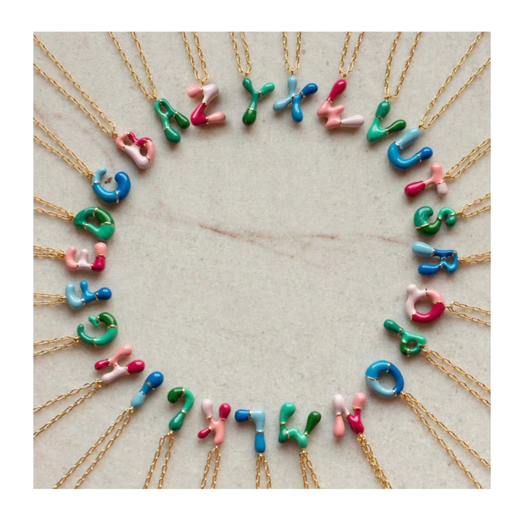 INS New Fashion Tarnish Free Stainless Steel Custom Enamel Alphabet Balloon Initial Letter Pendant Necklace