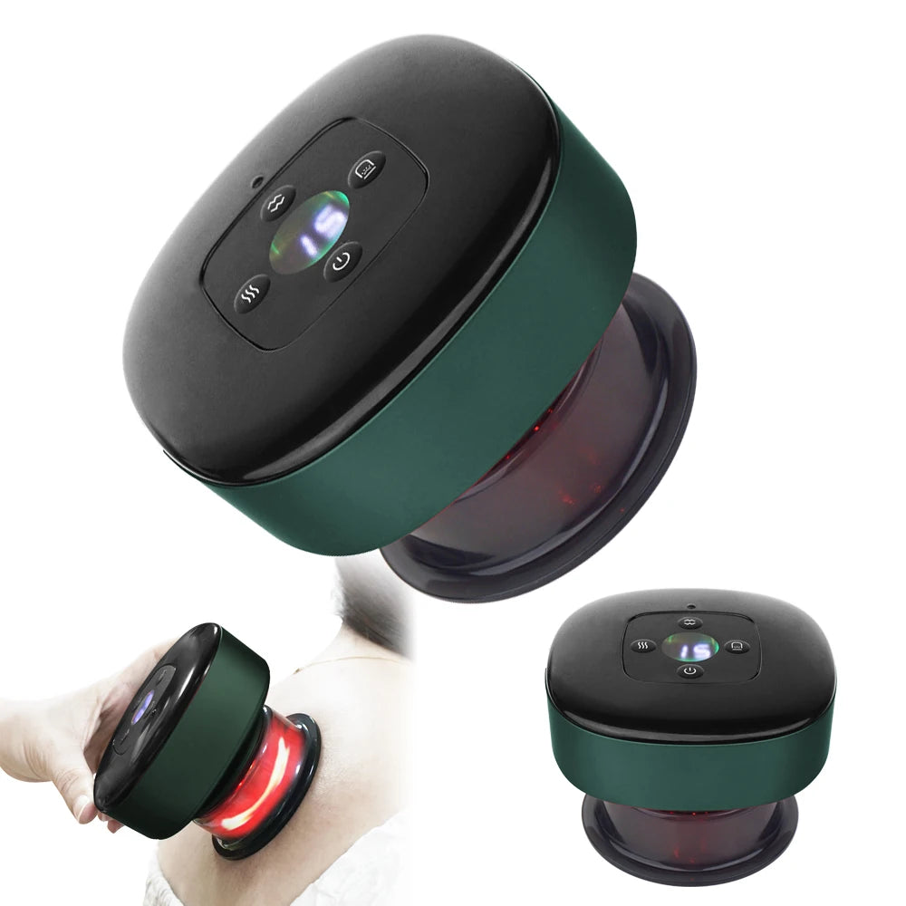 Electric Intelligent Breathing Cupping Therapy ABS USB Rechargeable Strong Suction Heating Massage Cupping Massager for Neck