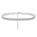 RINNTIN SA20 Fashion Jewelry 925 Sterling Silver 2mm and 2 Rows Tennis Chain Anklet for Women