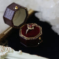 French Vintage Luxury INS Gold Plated 925 Sterling Silver Red Zircon Engagement Finger Rings for Women Jewelry