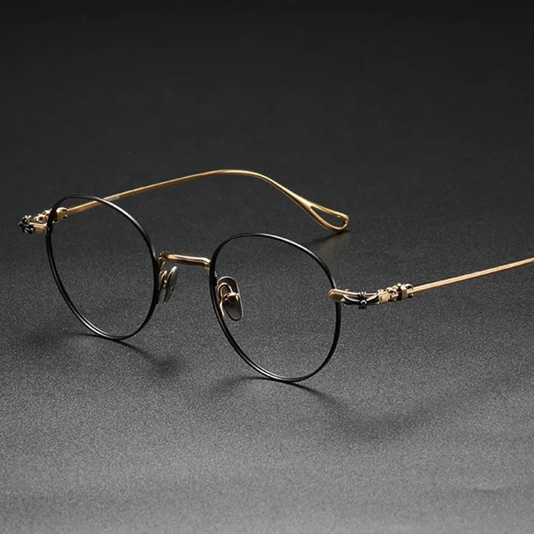 Women's Custom Titanium Eyeglasses with Japanese Design New Fashion Solid Pattern Optical Glasses and Spectacle Eyewear