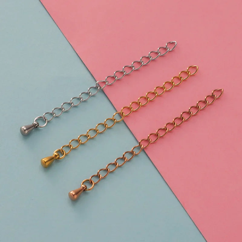 Wholesale Stainless Steel Link Extension Chains in Silver Gold Rose Gold for DIY Necklaces for Weddings and Gifts