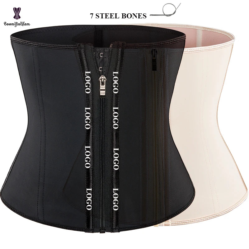 Plus Size Xs-xxxxxxl Women Black Breathable Smooth Latex Slimming Belt Belly Flat Sheath Zip-Up Waist Trainer Corset Teenagers