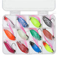 SEASKY Culter Feather High Carbon Hook Trout Area Micro Spoons 12pcs Fishing Spoon Combo Kit