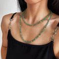 Dainty Green Fine Beaded Necklaces Multi Layer Necklace Natural Green Aventurine Multi Way Long Gem Necklaces for Female