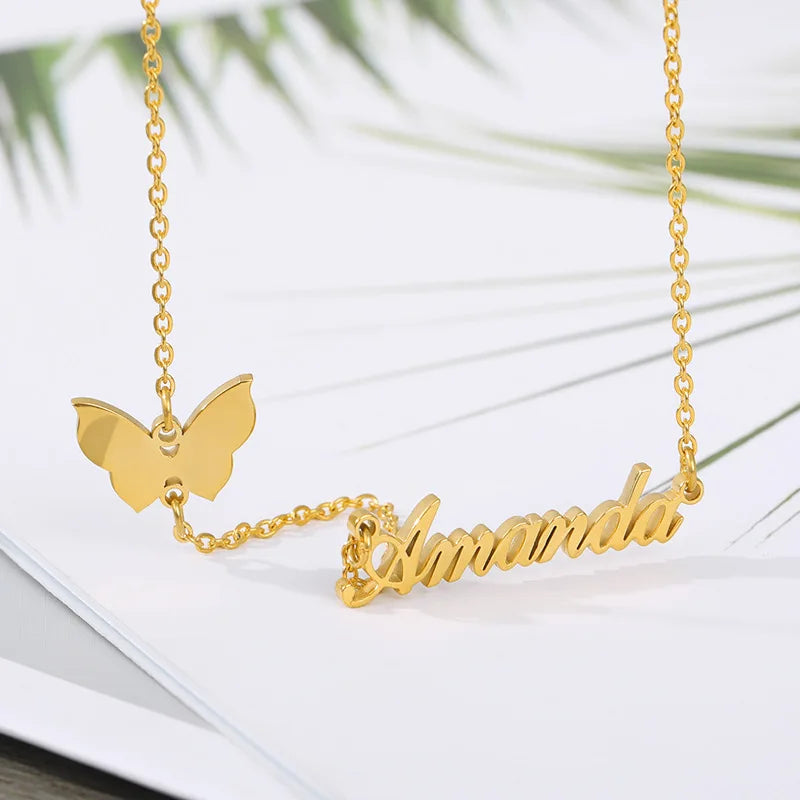 Lateefah OEM Personalized Customization Stainless Steel Gold Plated Name Necklace for Women