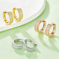 K008A Abiding Light Luxury Rose Yellow Gold Plated 925 Silver Half Pave 3 Rows Micro Insert Moissanite Circle Hoops Earrings