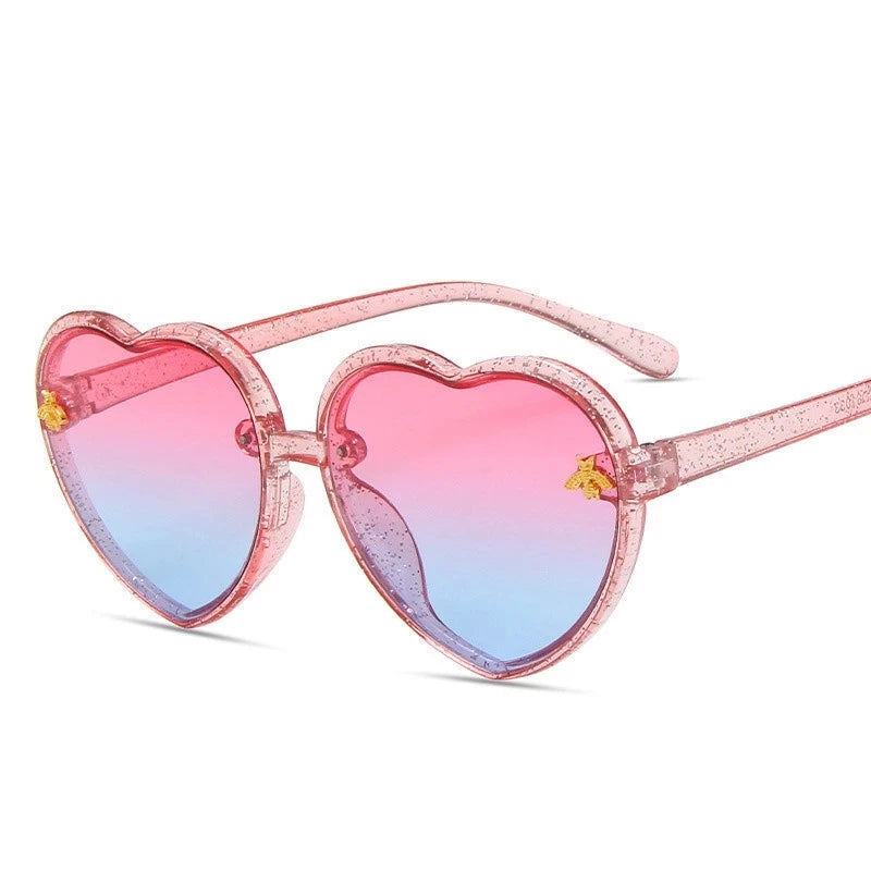 New Cute Heart Rimless Glasses Sunglasses Children Kids Gray Pink Red Lenses Fashion Boys Girls  Kids Sports Sunglasses