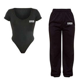 Women Jumpsuit Joggers Set Custom Onesie Short Sleeve Jumpsuit Joggers Sweatpants Jumpsuit Playsuit Bodysuit Joggers Women