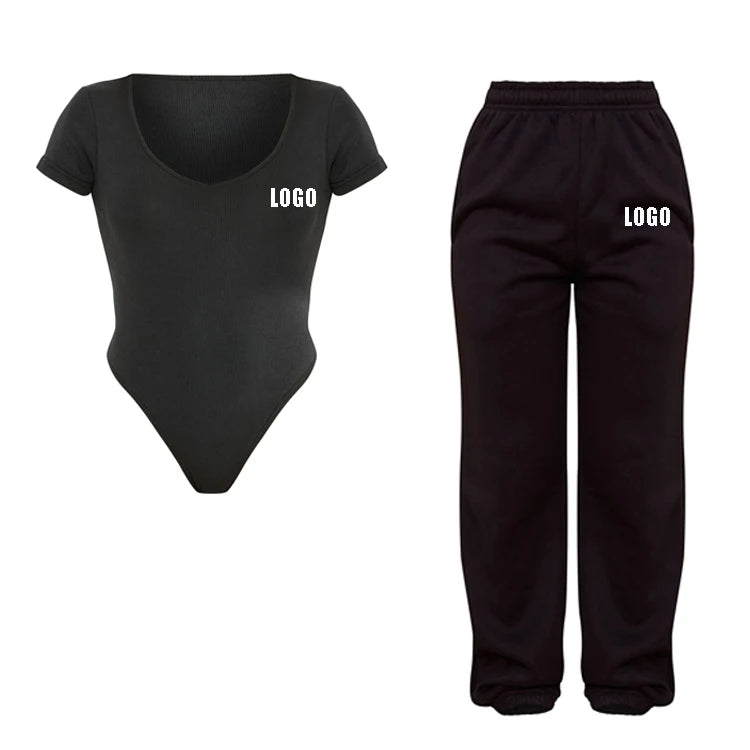 Women Jumpsuit Joggers Set Custom Onesie Short Sleeve Jumpsuit Joggers Sweatpants Jumpsuit Playsuit Bodysuit Joggers Women