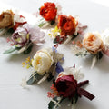 Custom Fabric Handmade Artificial Peony Flower Wedding Brooch Pin Boutonniere and Wrist Corsage for Party