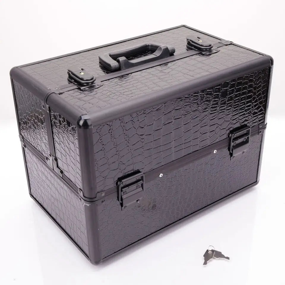 Professional Adjustable Cosmetic Storage Box Crocodile Pattern case Makeup Train Case