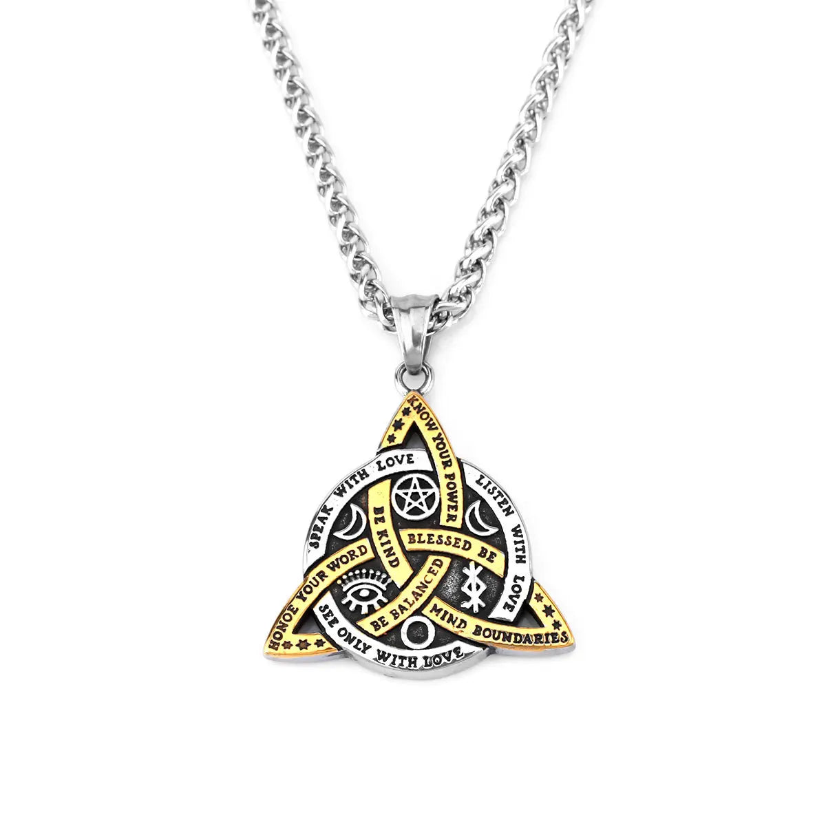 Wholesale Retro Triangle Stainless Steel Men's Pendant European and American Punk Fashion Personality Pendant Necklace