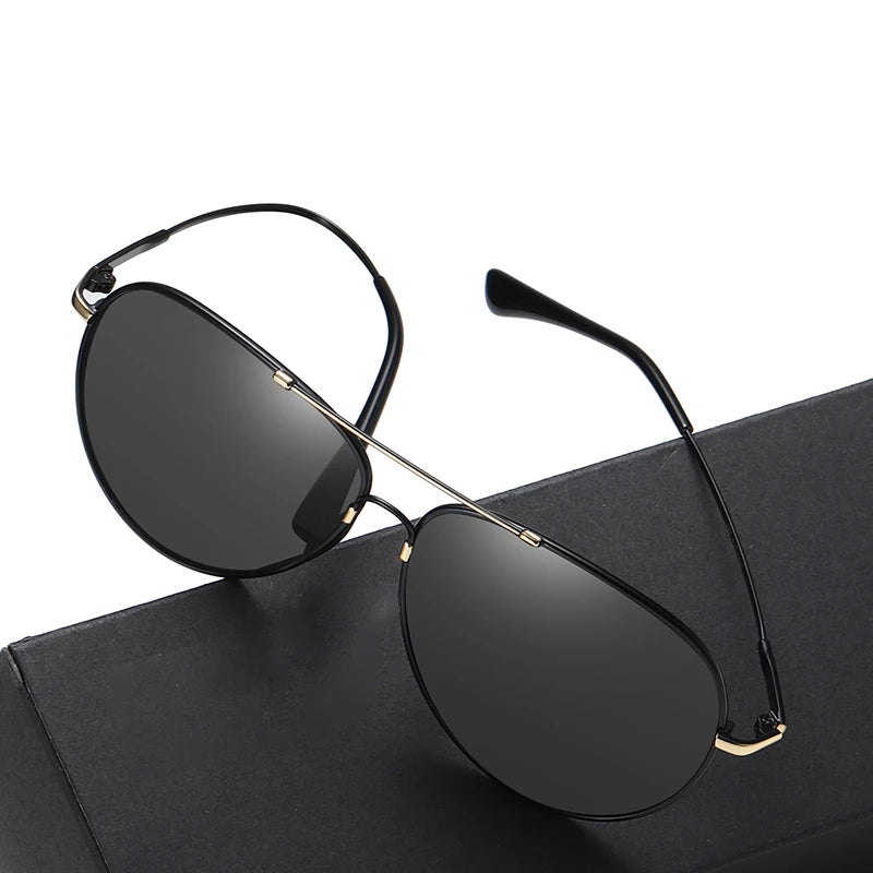 Custom Logo Mens Women Alloy Pilot Frame Driving Polarized Photochromic Discolor Lens Shades Sunglasses