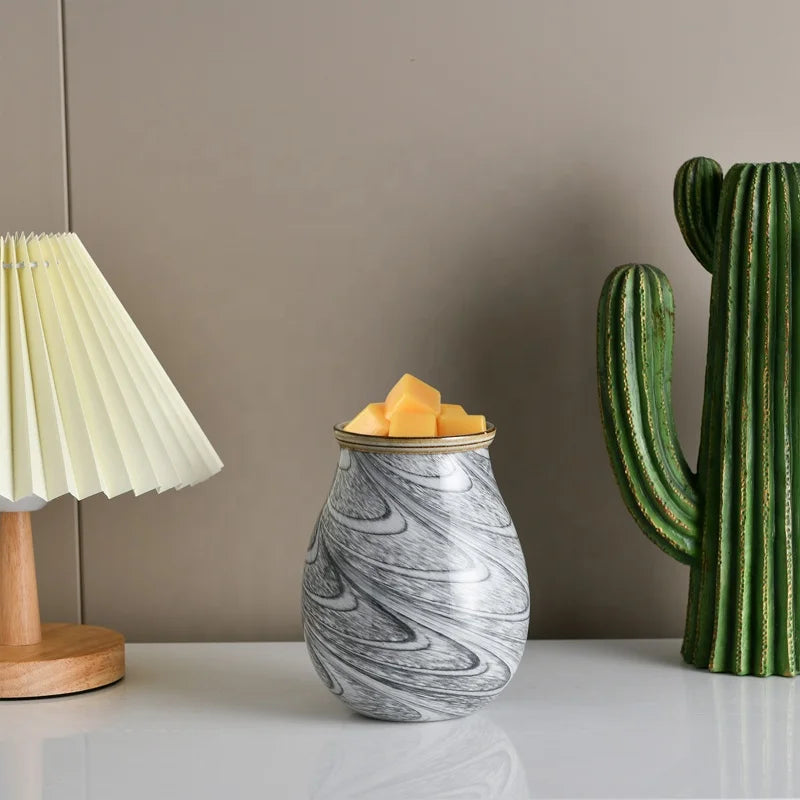 Typical Popular Ink Effect Electric Gray Glass Wax Melt Warmer for Home Fragrance