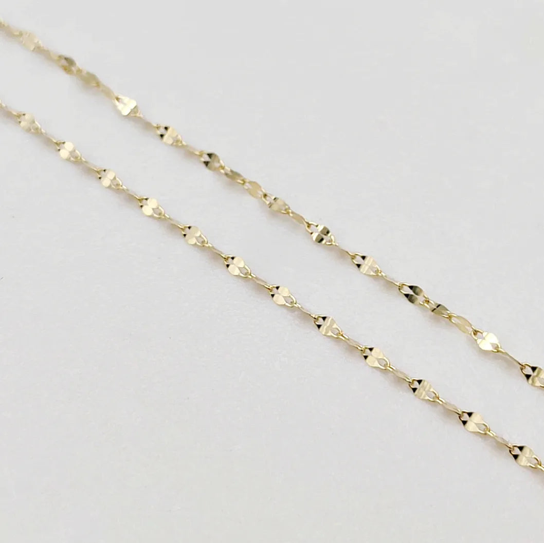 14k Solid Gold Jewelry Gold Chain Designs for Ladies 1.7mm Wide Lips Chain 14K Pure Gold Chain Roll