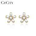 CZCITY Fashion Jewelry Charm Cute Korean Woman Designer Silver Earing Women's Small Flower Earrings