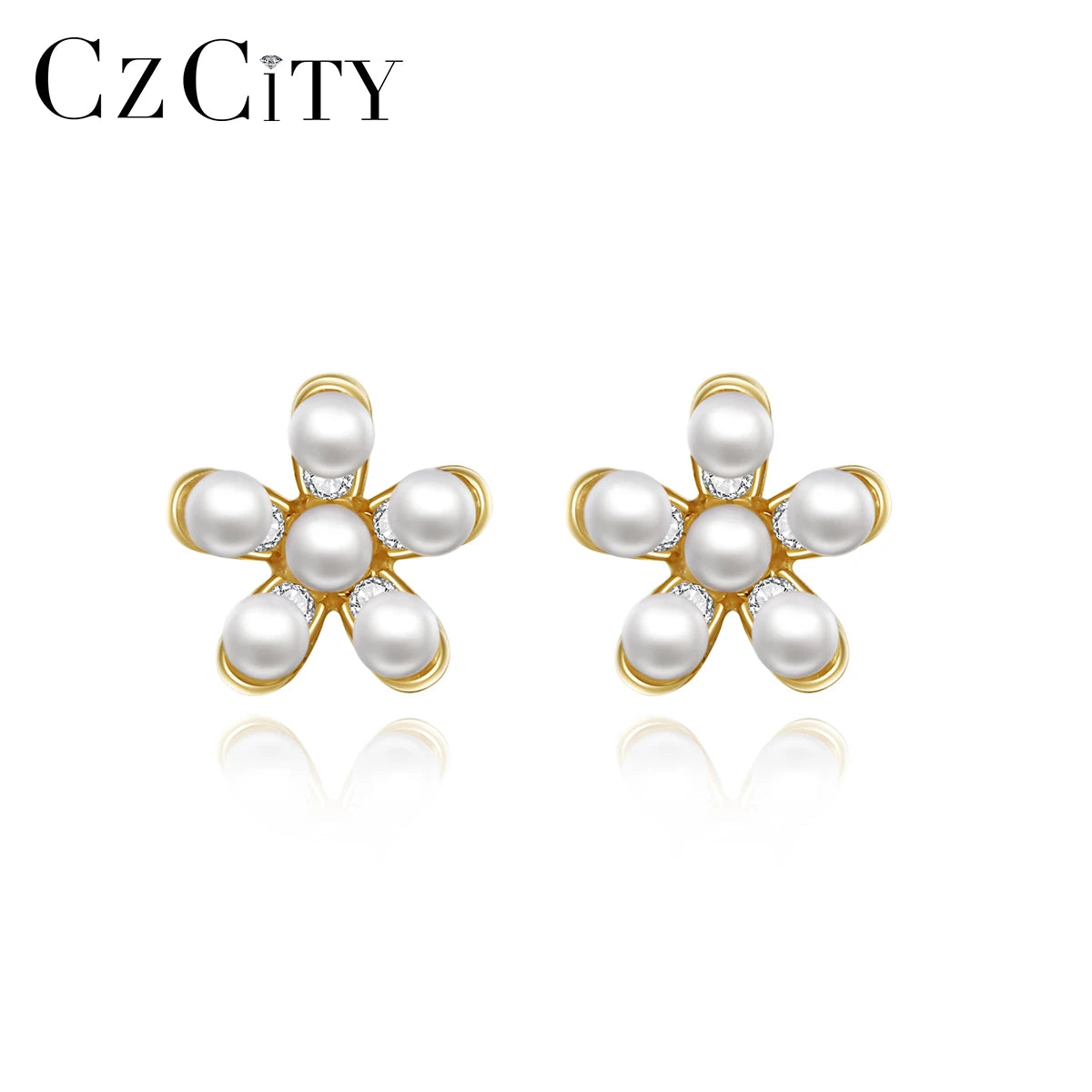 CZCITY Fashion Jewelry Charm Cute Korean Woman Designer Silver Earing Women's Small Flower Earrings