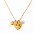 Dina Etsy Hot Selling Minimalist Heart Mom 11 11 Pendant Choker Necklace CZ Diamond Star Compliments Women Jewelry