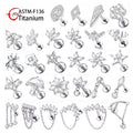 Gaby Fine Jewelry ASTM F136 Titanium Internal Thread Labret Top Waterproof 16g Vintage Style Lip Rings Helix Piercings for Gift