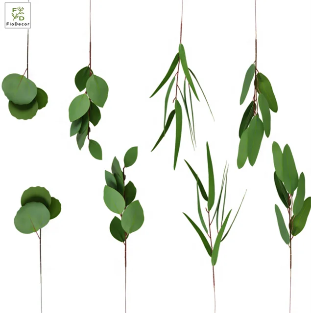 Hot Sale Artificial Round Real Touch Eucalyptus Branch Leaves Bouquet Greenery Plant for Wedding Party Table Decoration
