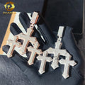 Ready to Ship Rose Gold Hip Hop Iced Out Luxury 2.5" Moissanite Diamond 925 Sterling Silver Triple Cross Pendant