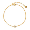 Dainty 18k Gold Plated Stainless Steel  Waterproof Anklet Jewelry Gift Chain Single Zircon Anklet