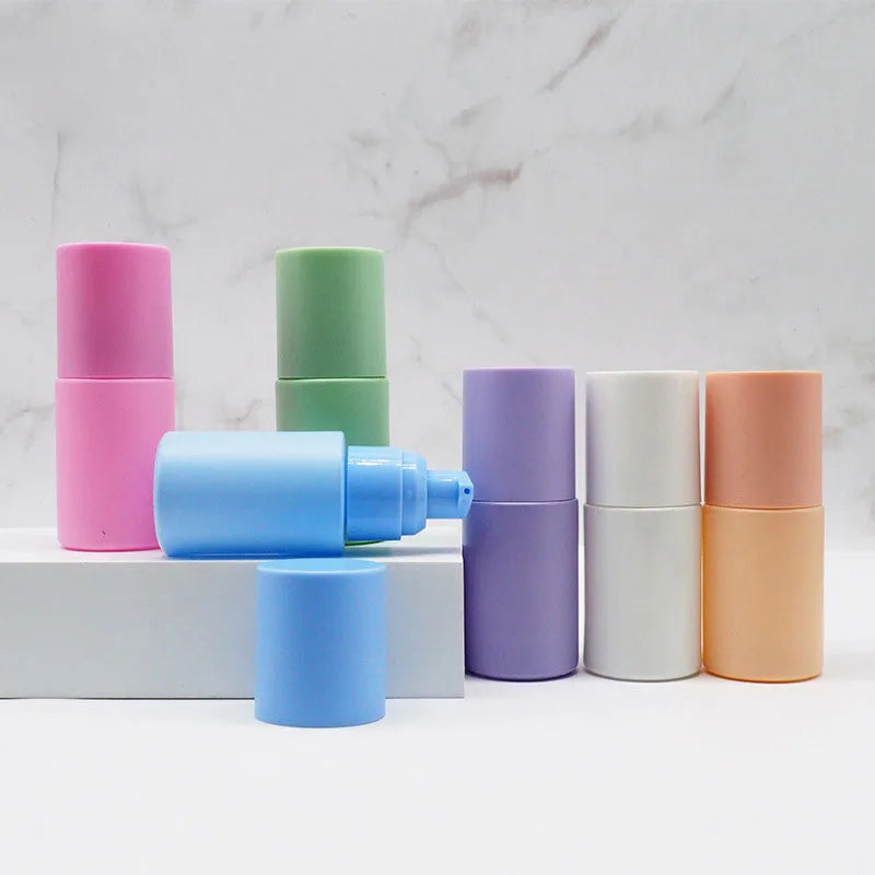 Factory Direct 30ml Flat Shoulder Foundation Bottle Lotion Pressed Glass Color Cosmetics Dispenser for Skin Care Serum