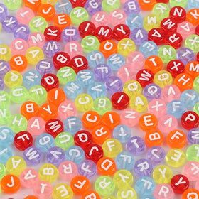 Colorful 100pcs 4*7mm Acrylic Alphabet Letter Beads Round Flat A-Z Spacer Loose Beads DIY Jewelry Making Bracelet Necklace
